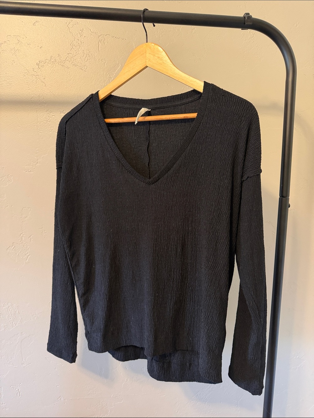 Anthropologie Black V-Neck Long Sleeve Top